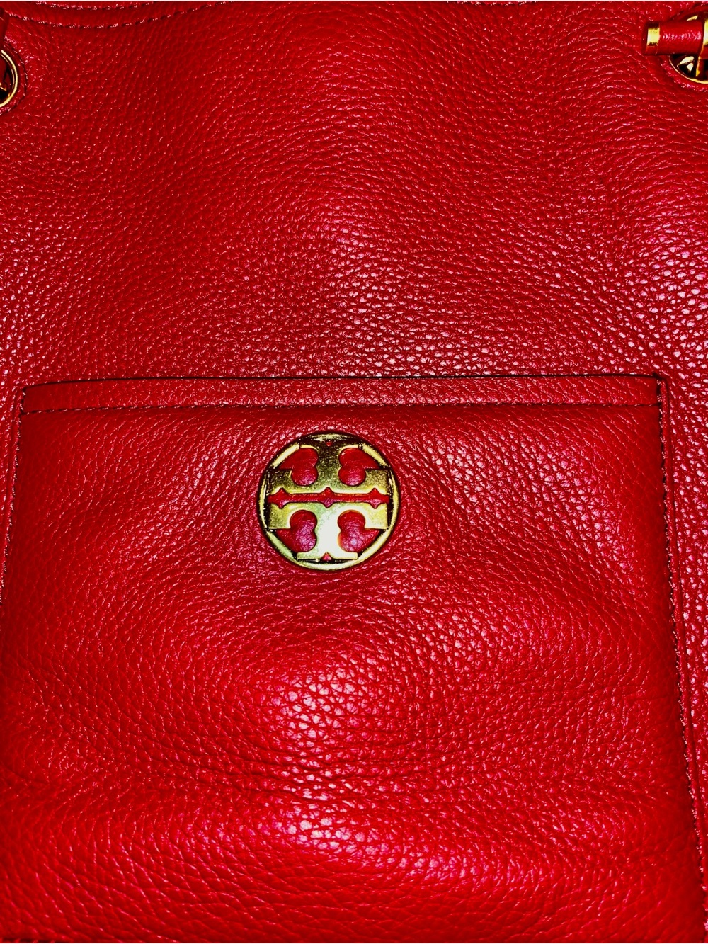 Tory Burch Deep Red Pebbled Leather Chain-Handle Shoulder Bag - Picture 8 of 10